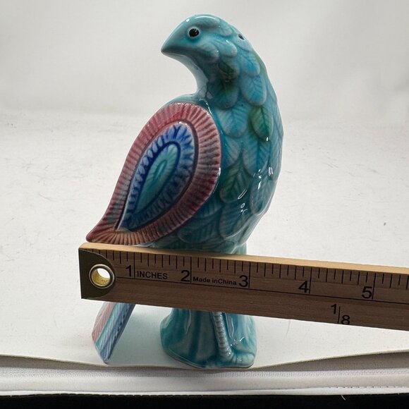 Vintage Japan Majolica Parrot Bird Salt Pepper Shakers 70's Retro 7” Ceramic - Picture 11 of 11
